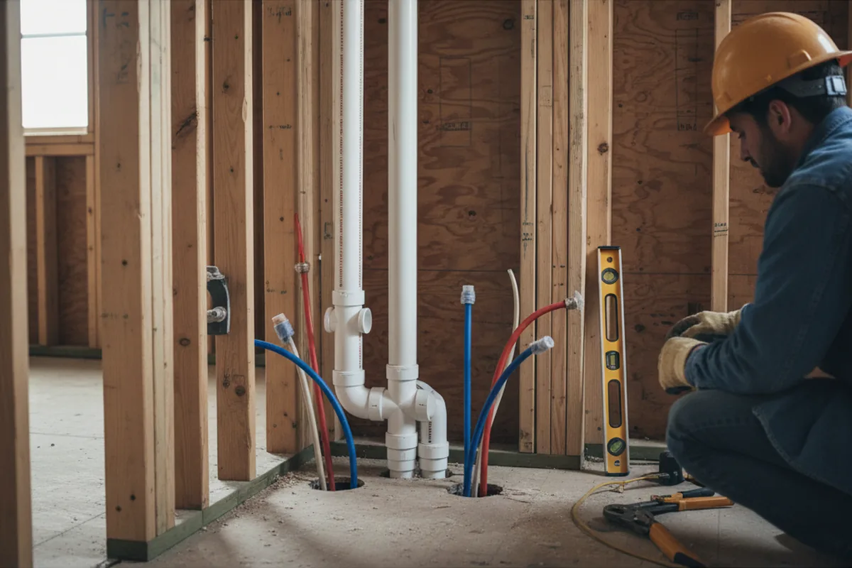 Drain and supply rough-in during Sump Pump Repair in Point Pleasant